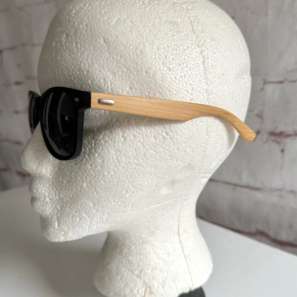 JOE’S SPECS 2 PAIR Black & Bamboo/Faux Wood Frame Sunglasses UV 400 NEW - Picture 13 of 16